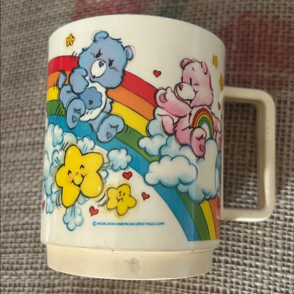Vintage 1980s Care Bears Plastic Coffee,Tea Mug Cup By Deka